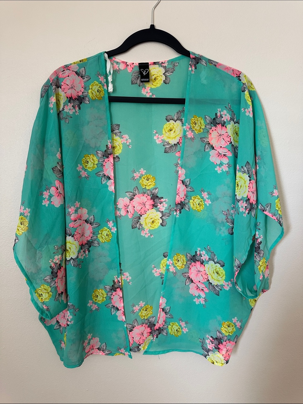 Windsor Teal Floral Sheer Kimono